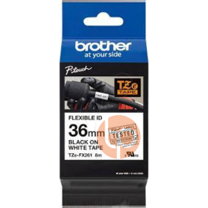 Nhãn in Brother TZE-FX261, khổ rộng 36mm x dài 8m, chữ đen nền trắng, siêu dẻo.