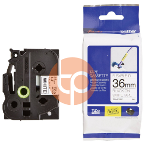 Nhãn in Brother TZE-FX261, khổ rộng 36mm x dài 8m, chữ đen nền trắng, siêu dẻo.