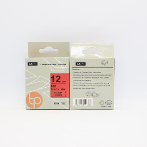 Nhãn in SC12RW/LC-4RBP, khổ rộng 12mm * dài 8m, chữ đen nền đỏ.