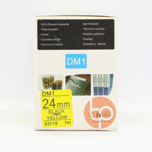 Nhãn in Dymo DM-53718, chữ đen nền vàng, khổ rộng 24mm * dài 7m.