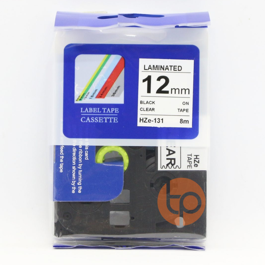 Nhãn in CZE-131, khổ rộng 12mm * dài 8m, chữ đen nền trong suốt.