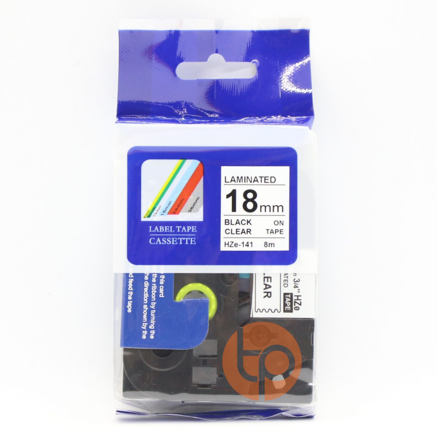 Nhãn in CZE-141, chữ đen nền trong suốt, khổ rộng 18mm * dài 8m. 