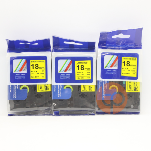 Combo 3 nhãn in Hze-641, khổ rộng 18mm dài 8m, chữ đen nền vàng