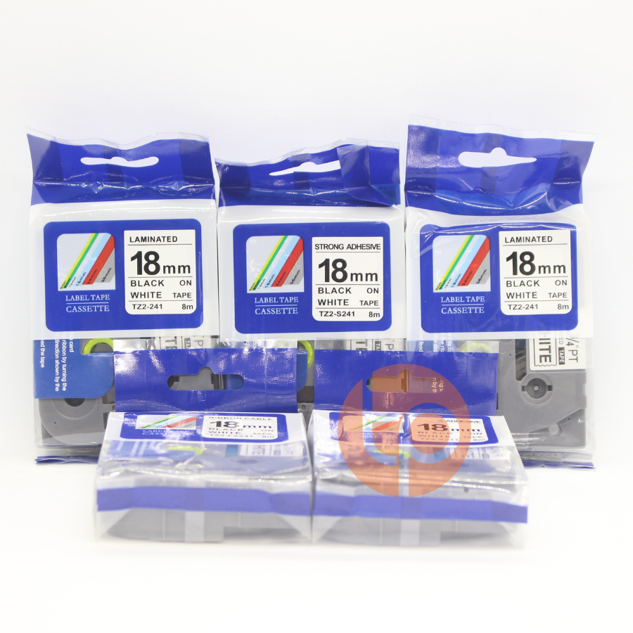 Combo 5 nhãn in Tz2-241, khổ rộng 18mm dài 8m.