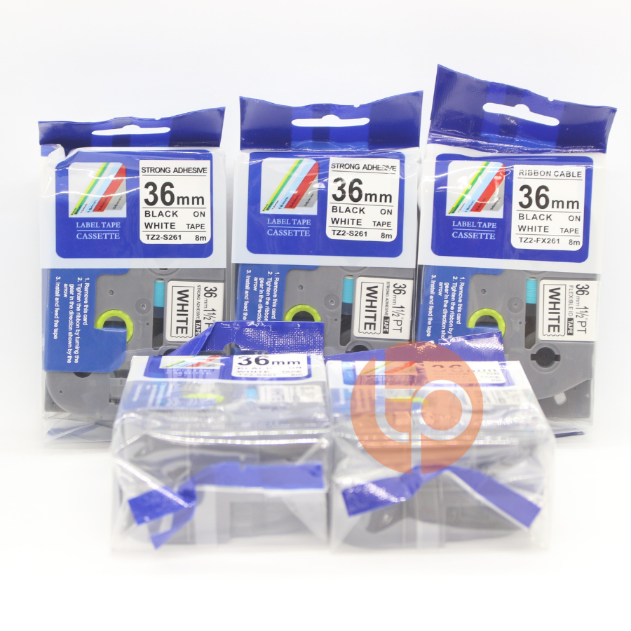 Combo 5 nhãn in Tz2-261, khổ rộng 36mm dài 8m.