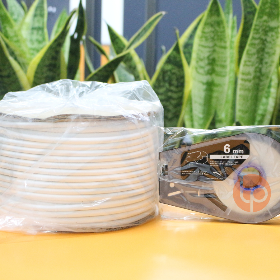 Combo băng nhãn Canon trắng 6mm & ống co nhiệt trắng